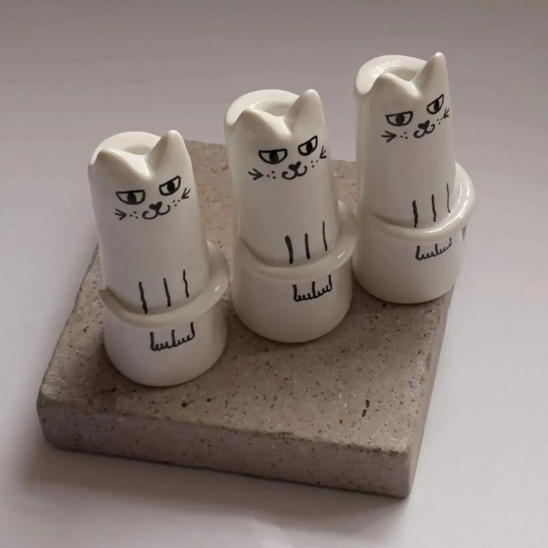 Lovely Ceramic Cat Vase for Display Aesthetic Vase Birthday Gift Flowerpots Unique Office Living Accent Holiday Party