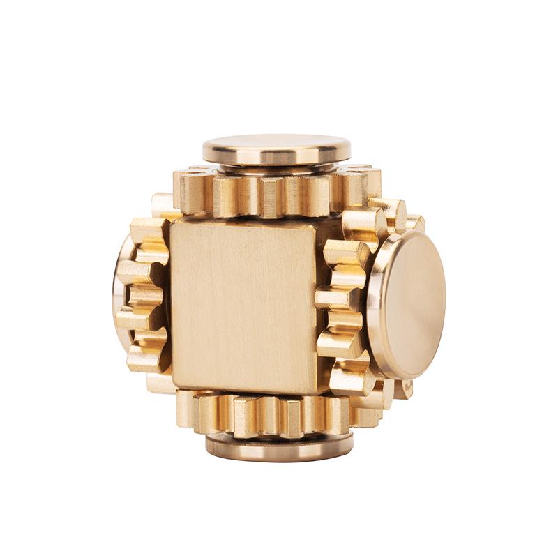 Nine-Tooth Pure Copper Metal Alloy Gear-Linked Fidget Spinner Ferris Wheel with 34-Gear Rubik's Cube Design