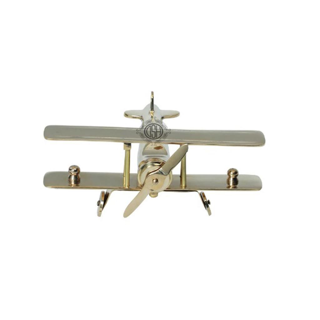 Messing Flugzeug Action Schauobjekt, Tischplatte Miniatur Dekoschauobjekt für Heimdeko&Bürotisch, Lang, Gold(Groß)