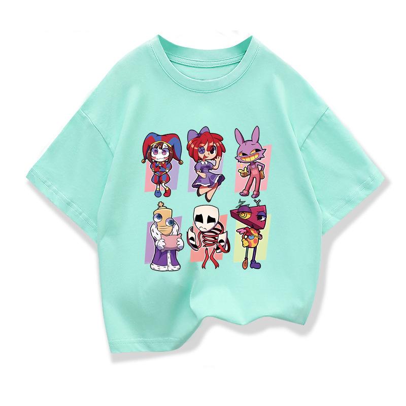 Dětské oblečení Trička Léto Úžasný digitální cirkus Grafické Módní Tričko s krátkým rukávem Dětská volná trička Topy s kulatým výstřihem