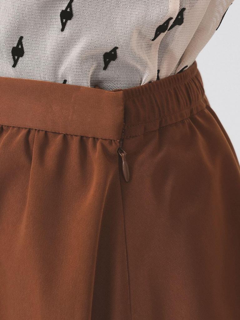 Ray Beams Women's Random Tuck Voluminous Skirt, Brown 1