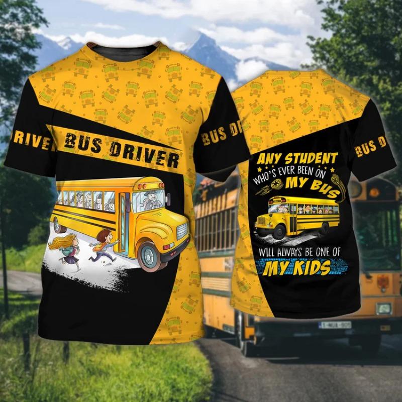 Tričko řidiče školního autobusu Nové pánské tričko 3D potisk Ležérní uniforma Letní O-výstřih Krátký rukáv Mikina Unisex Harajuku oblečení
