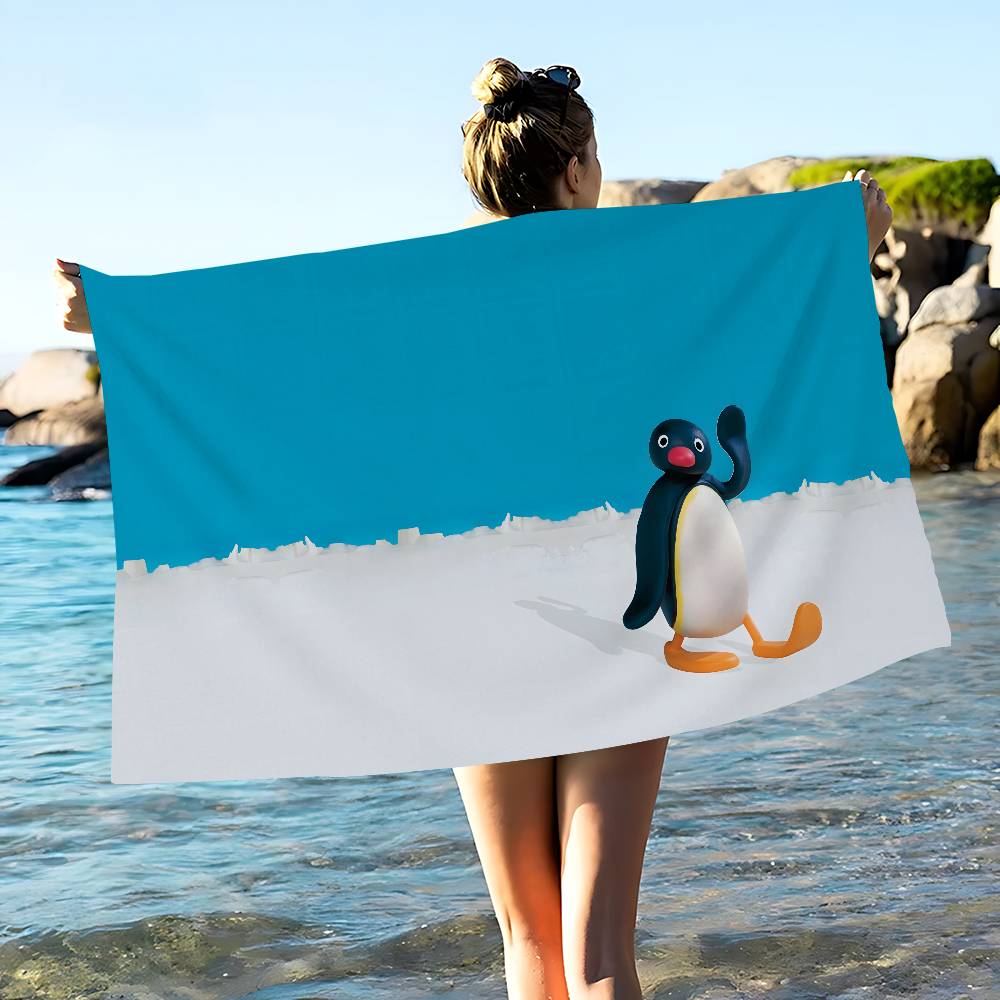 Cartoon Cute P-PinguS Anime Microfiber Blanket Quick Drying Beach Towels Oversized Printing Super Absorbent Pool Towel Blanket