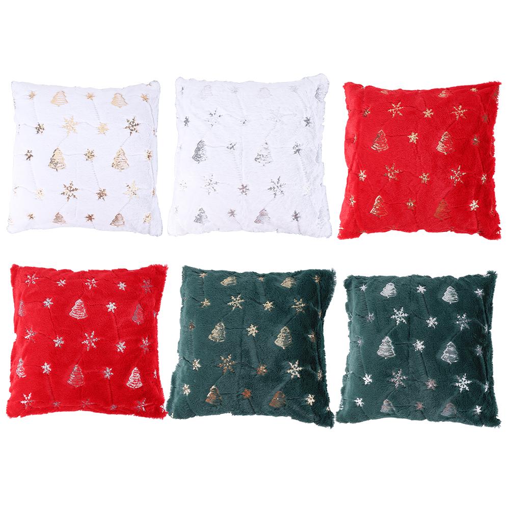 Sequin Christmas Tree Pillow Cover Soft Christmas Tree Snowflake Embroidered Pillowcase for Living Room Sofa