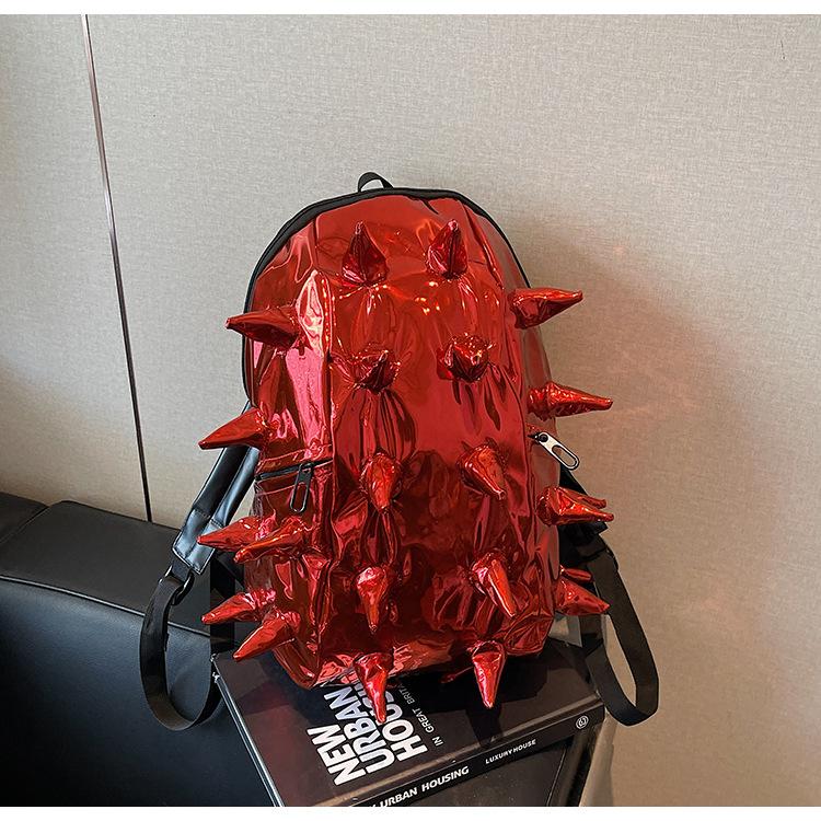 School bag trendy spike design backpack trendy cool personality glossy three-dimensional hedgehog fried street student backpack