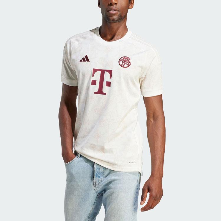 Adidas Fc Bayern 23/24 Third Jersey Floral Print Round Neck Short Sleeve Men Tops Han-Jade-White HR3725