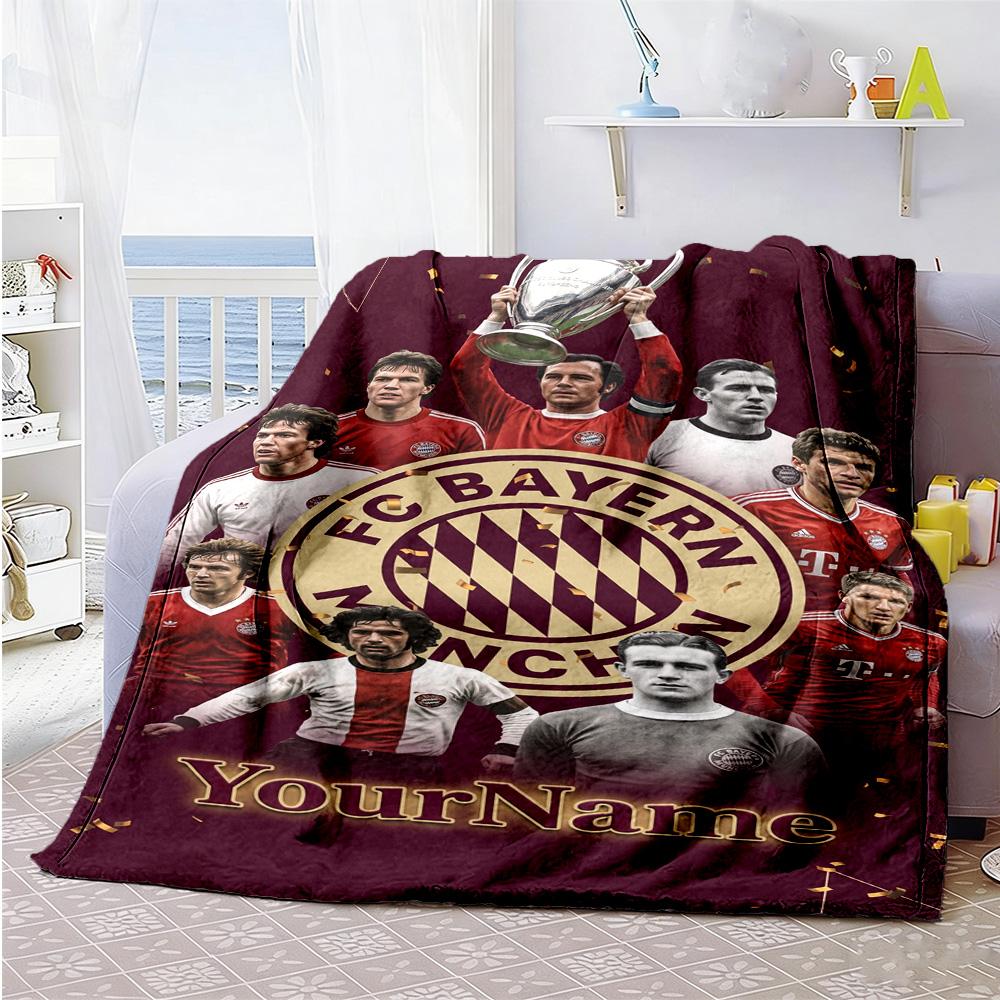 Fc Bayern München 14 Personalized Text Blanket Lightweight Customizable Blanket Soft Warm Cozy for Office Picnics Living Room Livingroom