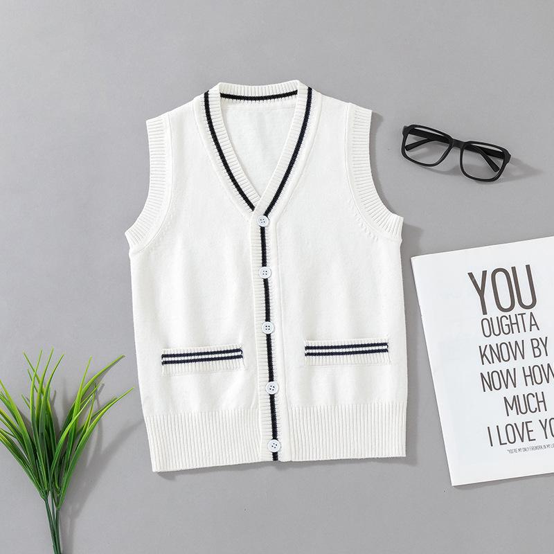 Academy Style Knit Vest for Medium & Large Kids, 2025 New Boys & Girls Kindergarten School Uniform. 150 cm белый