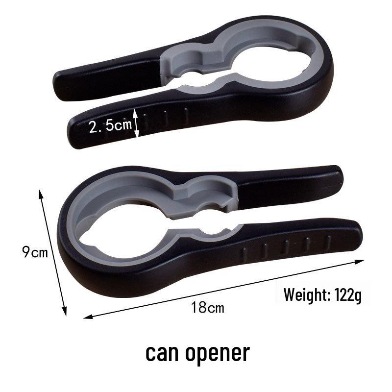 

Многофункциональная открывалка 4-в-1: Утолщенная ручка для банок, консервных банок, крышек и винтовых крышек.