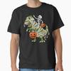 Skeleton Riding Mummy Dinosaur T Rex Halloween Funny Pumpkin T-Shirt Unisex T-Shirt