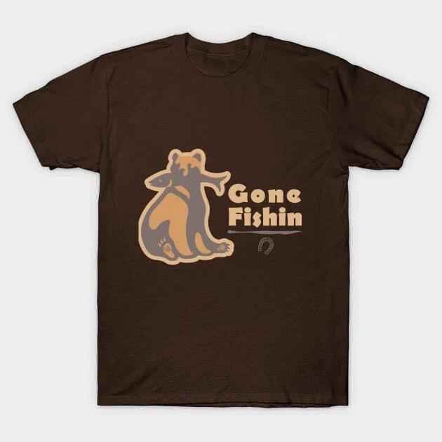 Gone Fishin Bear Made in Australia T-Shirt S