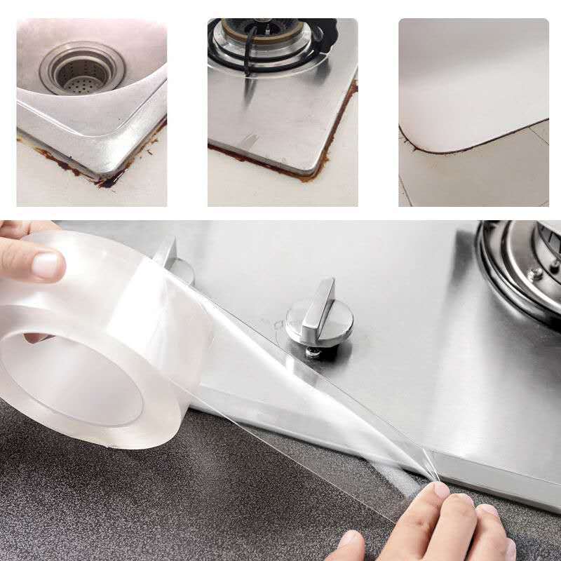 Wasserdichtes PVC Küchen Badezimmer Nahtabdichtband Küchennahtabdichtstreifen Transparenter wasserdichter Streifen für Herd Küche Badezimmer Toilette Spalt