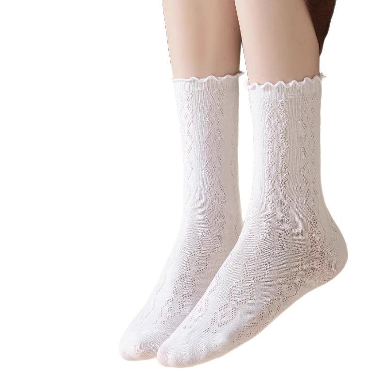 Spring and Summer High-end Socks, Women's Mesh Boneless Mid-calf Socks, Lightweight and Breathable, Stackable Socks Are Thin