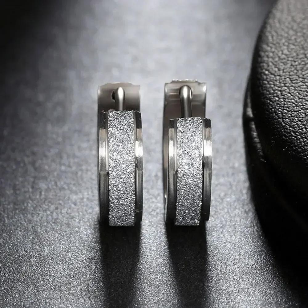 1 Pair Simple Circle Stainless Steel Hoop Earrings Jewelry Dull Polish Exquisite Unisex Fashion Women Punk Style Hoop Earrings
