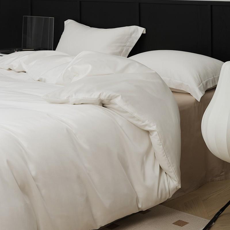 100S Egyptian Long Staple Cotton Bedding Set Pure Color Simple Design All Single Duvet Cover Pillowcase Fitted Sheet