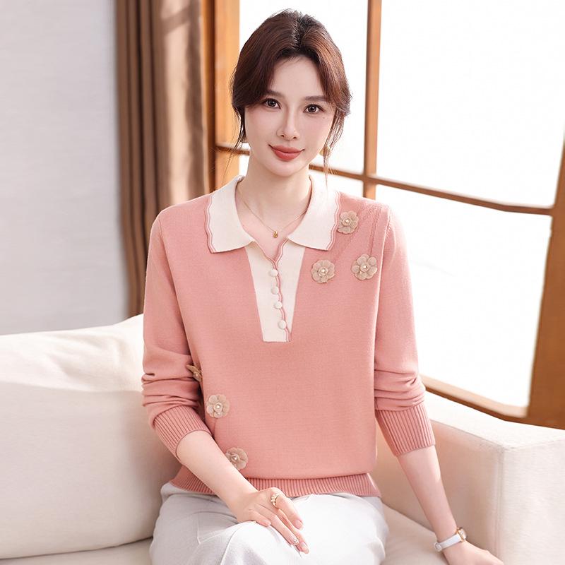 

Elegant Spring 2026 Knit Sweater for Women 50+ – Stylish Base Layer Top 4XL (145-160 lbs) коралл розовый