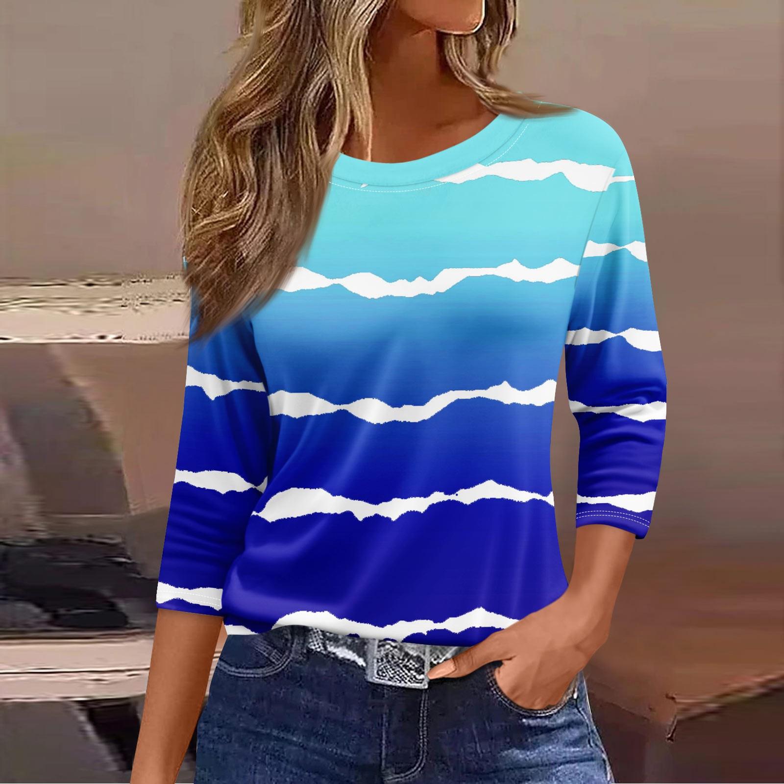 

Женская модная повседневная свободная футболка с круглым вырезом и рукавами 3/4 с принтом, женский топ XXL