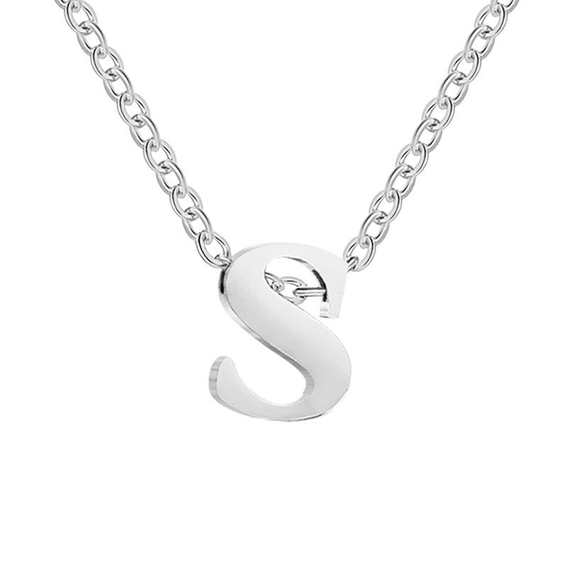 eManco Gold-Plated Stainless Steel Letter Necklace with European & American Pendant