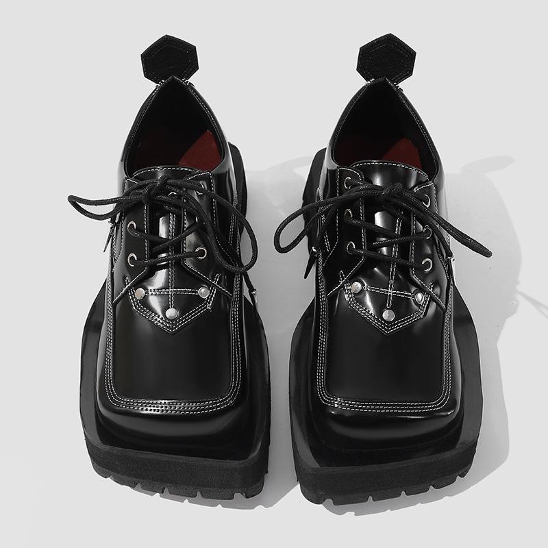 Fashion Fashion Women Platform Shoes Spring 2025 Square Toe Leather High Quality Causal Loafers Female Thick Heels Lady Footwear