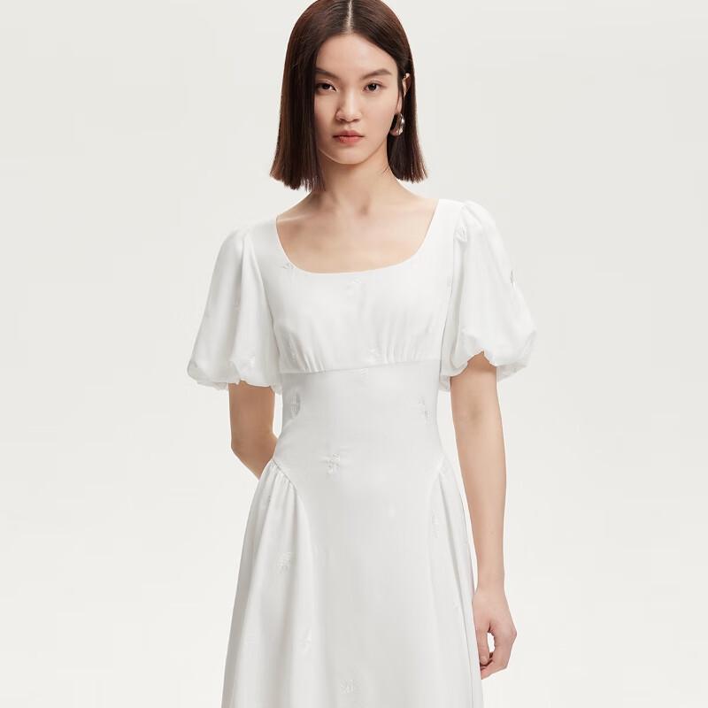 Veromoda 2025 Summer Embroidered Puff Sleeve A-Line Dress