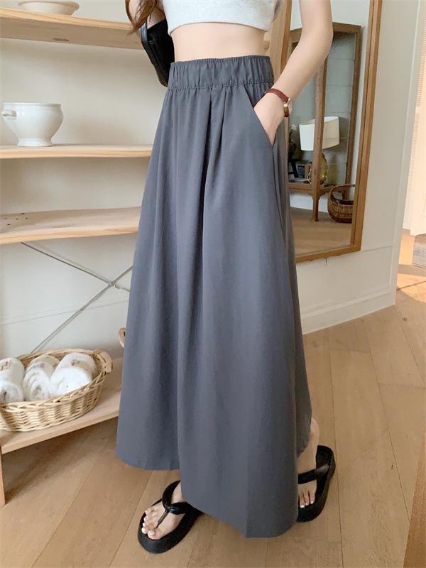 Women's Slimming High Waist A-line Pleated Midi Flare Skirt - Summer Korean Style