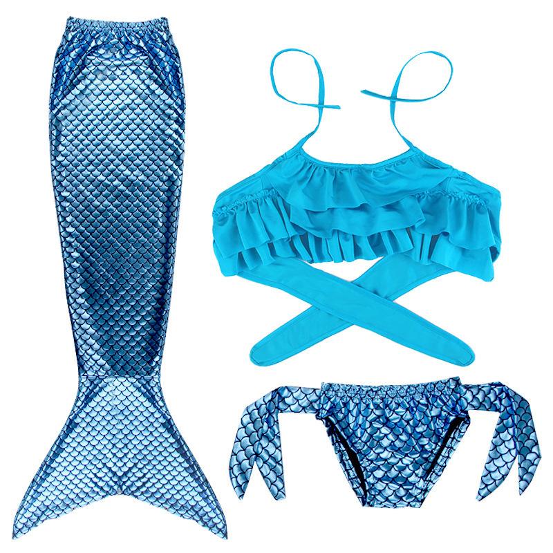 Mermaid Swimsuit Girls Middle School Elder Princess Split Skirt Elementary School Mermaid Baby Three-Piece Set