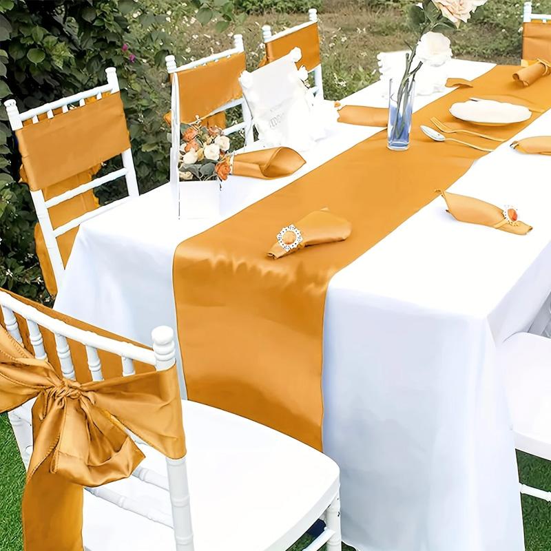 10pcs Satin Chair Streamer Universal Chair Covers 17*275cm Ribbon Bow with Bow Ties Solid Color Wedding Birthday Decoration