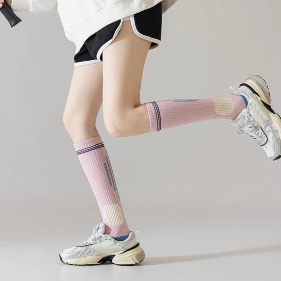 Sports Compression Socks Women Knee High Athletic Socks Elastic Breathable Cushioned Socks for Running Fitness Yoga Dance