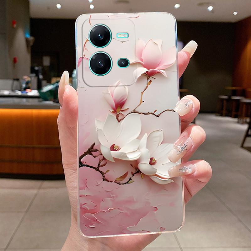 Case For Vivo V25 V25E Capa Protective Cases For Vivo V25 Pro S15 Pro Shell Coque Flower Butterfly Soft Silicone TPU Phone Cover