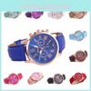 Women's Geneva Quartz Watch With Leather Strap Fashionable Ladies Watch With Decorative Features