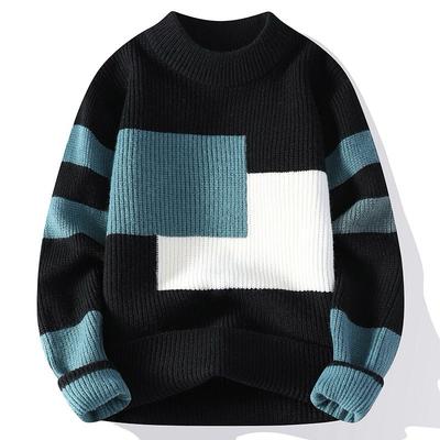 2025 Men Knitted Sweater Men High-Quality Patchwok Pullover Loose Warm Thick Street Sweaters Autumn Winter Men Sweaters