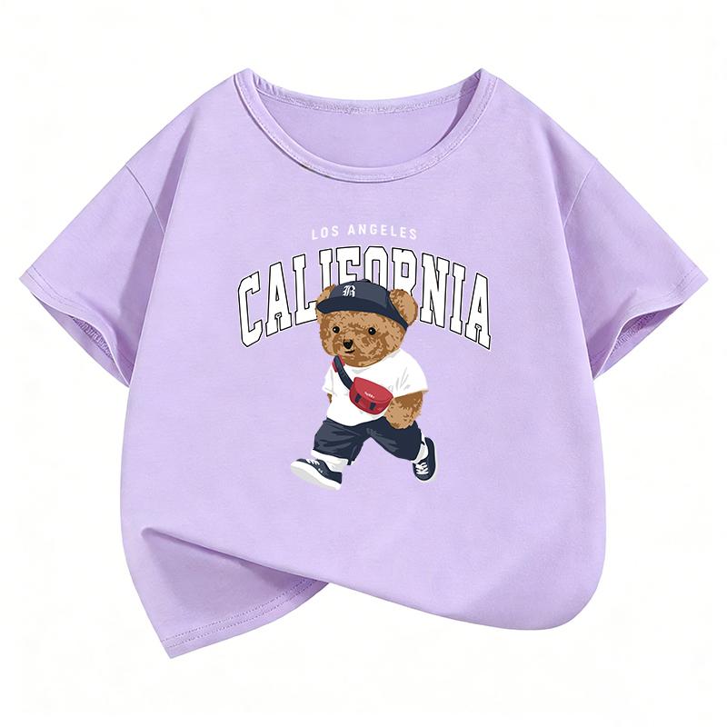 Los Angeles California Bear Graphic TShirt Printed T Shirt Boys Summer Clothes Short Sleeve Tops TShirts Cute Girls Clothing