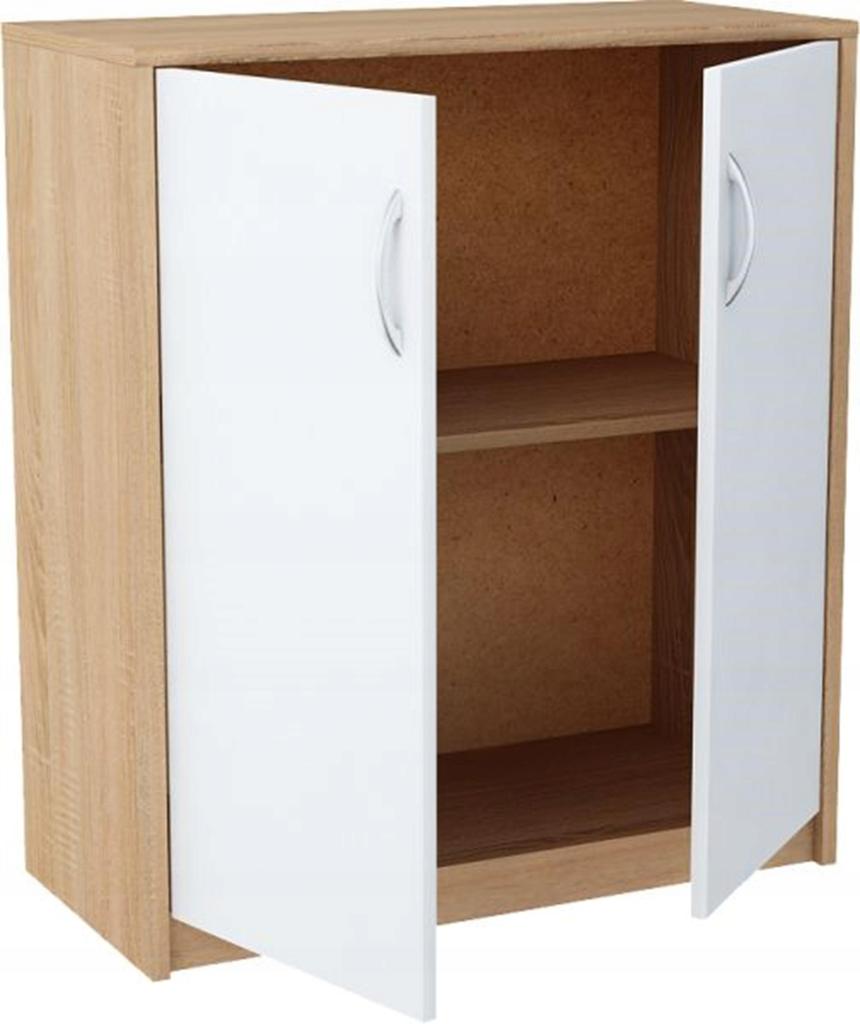 Chest Of Drawers 2D White-Sonoma Two-Door Shelf