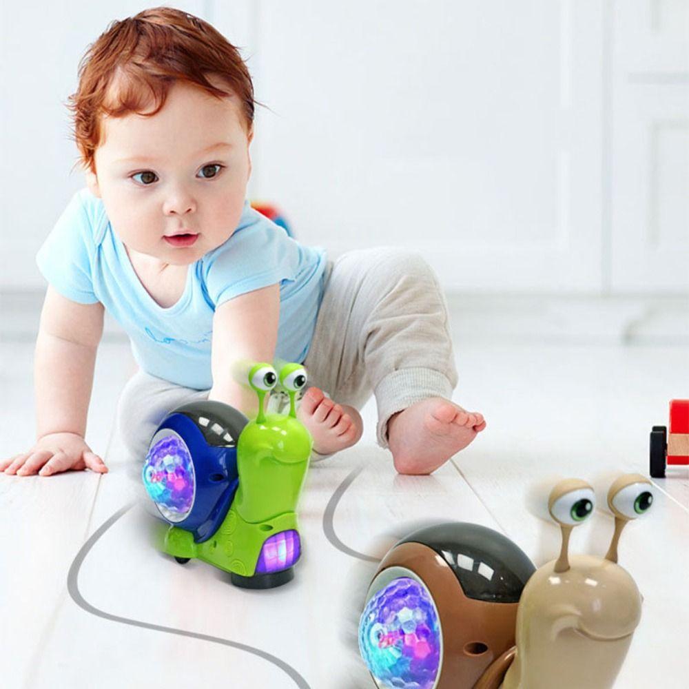 Sound And Light Electric Simulation Snail Toy Plastic Rotating Musical Toy  Desktop Ornament