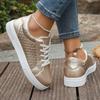 Fashion Women Trend Sneakers Spring Autumn 2024 Round Toe Lace-up Platform Flats Shoes Anti-slip Lightweight Sneakers Zapatos De Mujer