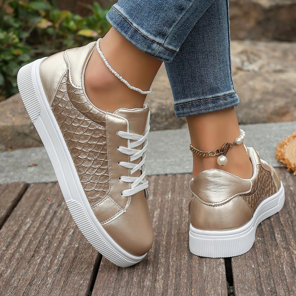 Fashion Women Trend Sneakers Spring Autumn 2024 Round Toe Lace-up Platform Flats Shoes Anti-slip Lightweight Sneakers Zapatos De Mujer