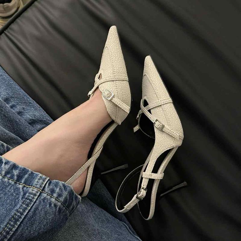 Street Style Pointed Toe Women Muels Sandals Design Style High Heels Banquet Party Dress Sandalias Shoes
