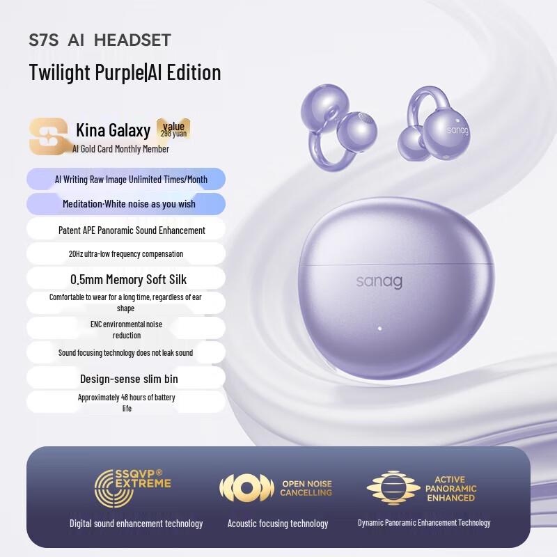 

Saina S7S AI Bone Conduction Ear Clip Headphones