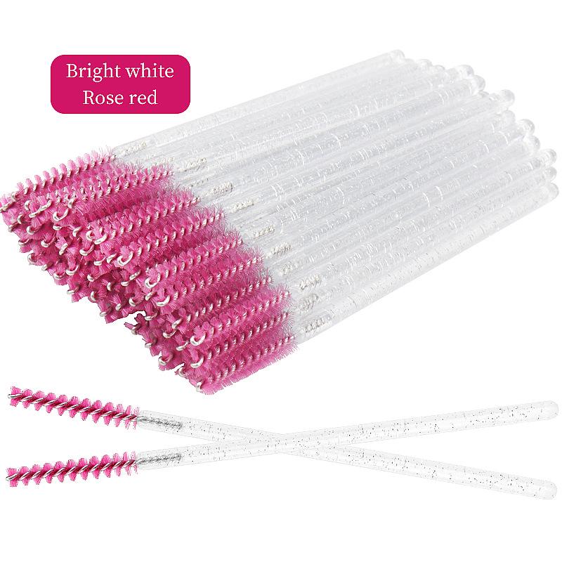 Straight Head Mascara Brush & Eyelash Curler Set - Disposable Spiral Rod with Crystal Eyebrow Comb