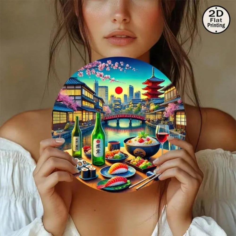 Japanese Food Theme Metal Wall Art Decor Aluminum Modern Traditional Home Cafe Office Interior