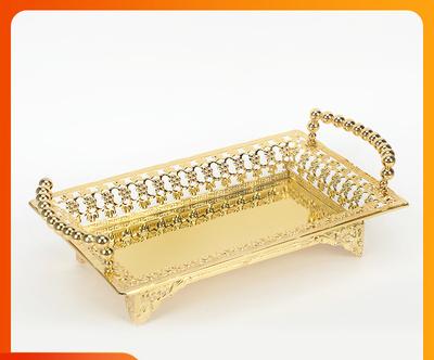 Bandeja Larga de Hierro Forjado Nórdico Dorada y Plateada Hueca Bandeja de Almacenamiento para Frutas y Snacks Bandeja para Snacks de Frutas de Hotel KTV Plato de Postre