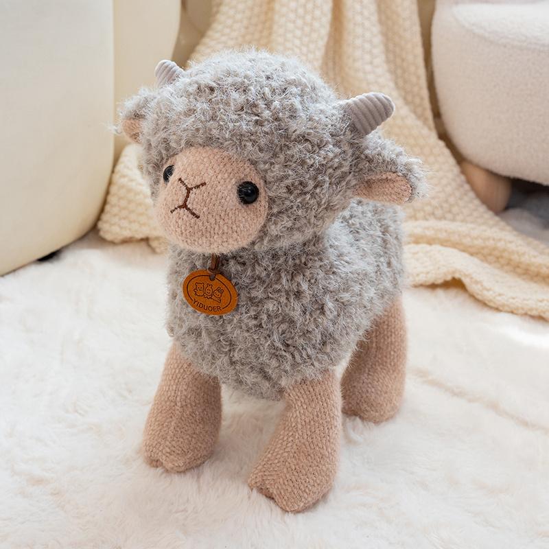23/30cm Cartoon Knitted Sheep Plush Doll Brown Grey White Standing Sheep Animal Stuffed Doll Home Decor Soothing Toy To Children