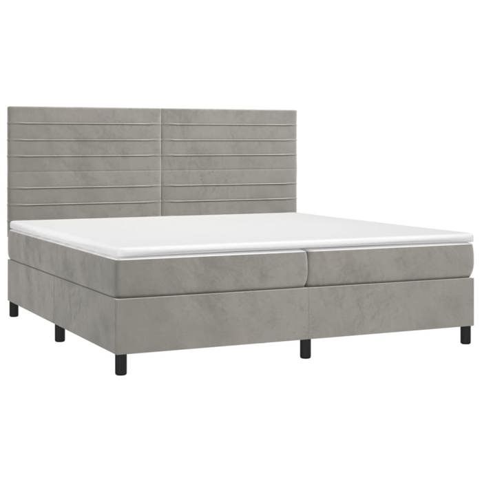 VidaXL Sommier à Lattes de Lit avec Matelas LED, Lit Rembourré avec Tête de Lit, Lit Double, Lit Adulte de Chambre, Moderne, 3136203