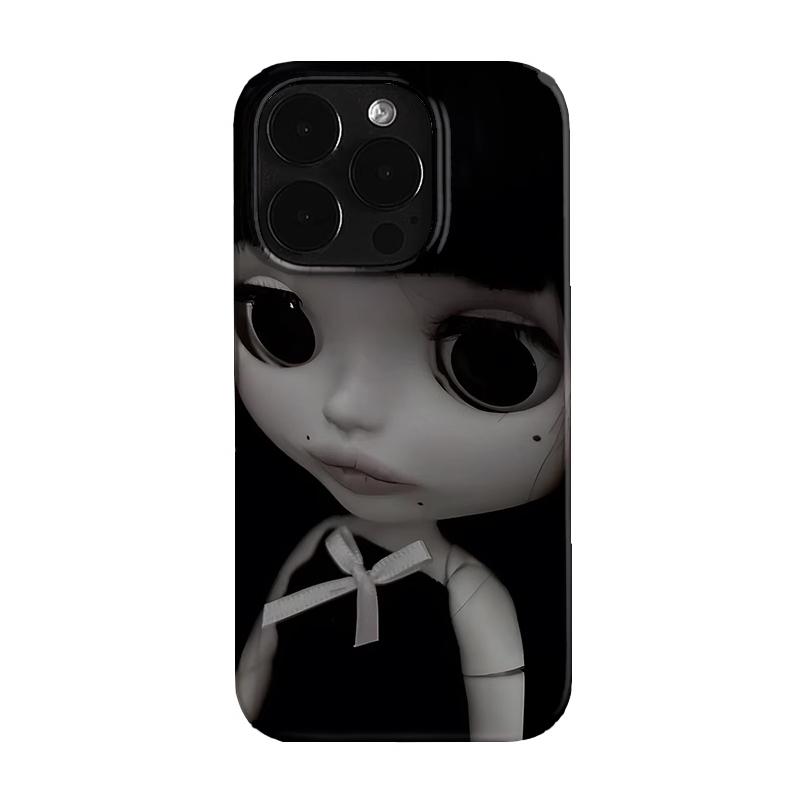 Dark Cute Girl Doll Art Phone Case for iPhone 17 16 15 14 13 12 11 Air Pro Max X XS XR XSMax 7 8 Plus Glossy Film Hard PC Cover