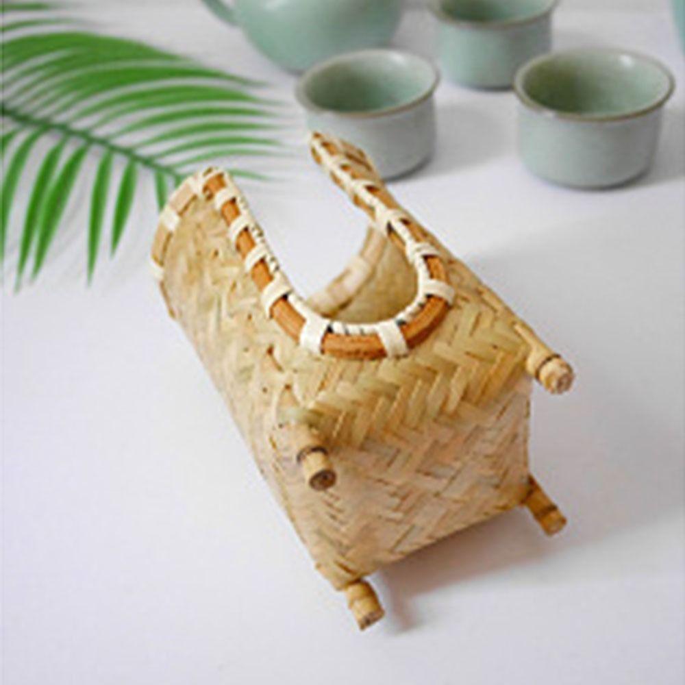 Bamboo Woven Cup Holder Rack Retro Japanese-style Tea Cup Storage Basket Handmade Space Saving Paper Cup Dispenser for Bathroom