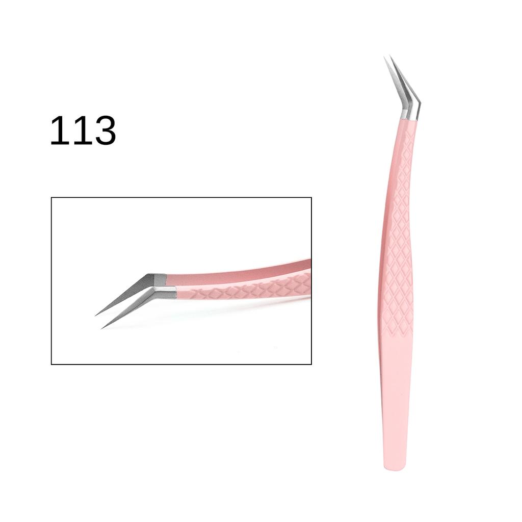 Custom Logo Pink Fiber Tip Lash Tweezers Volume Lash Tweezers Lash Tech 90 Degree Tweezers for Eyelash Extension(NO BOX)