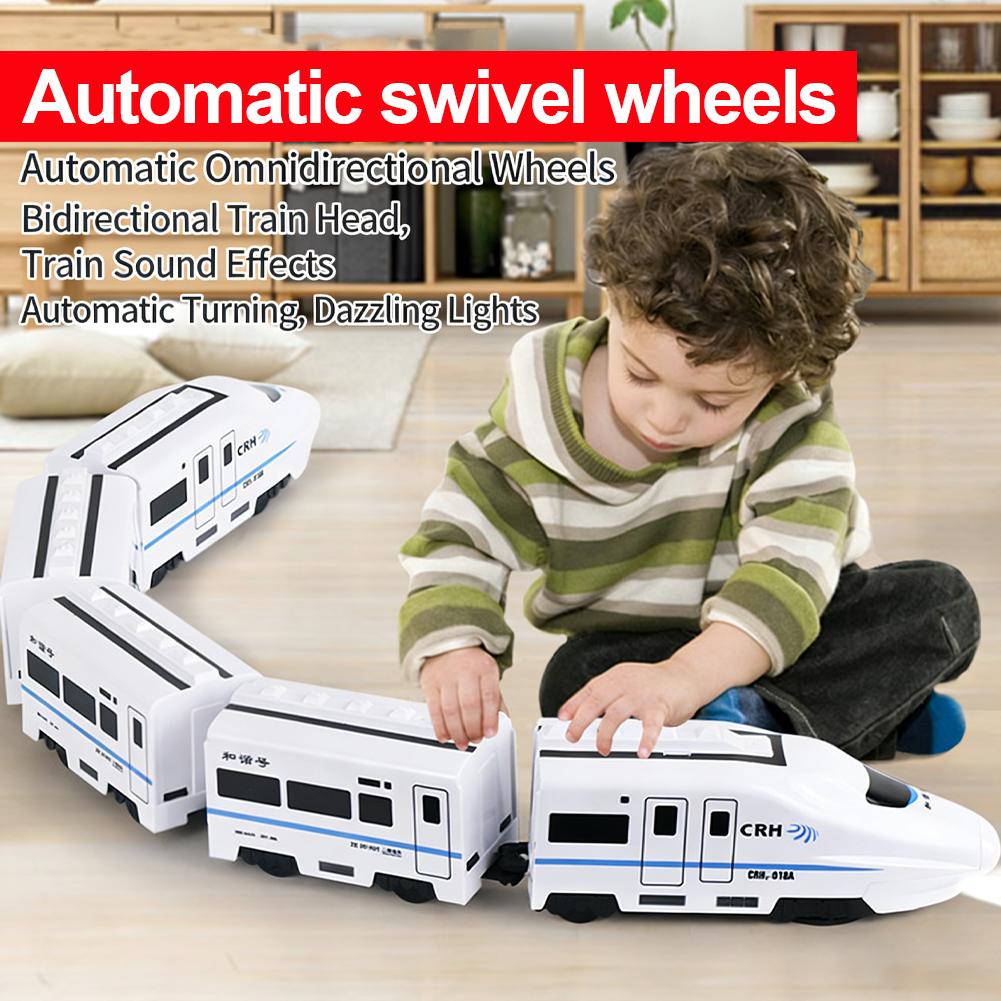 Electric DIY High-Speed Train Toy For Kids - Realistic Bullet Train With Universal Wheels Flashing Lights & Train Sound Effects