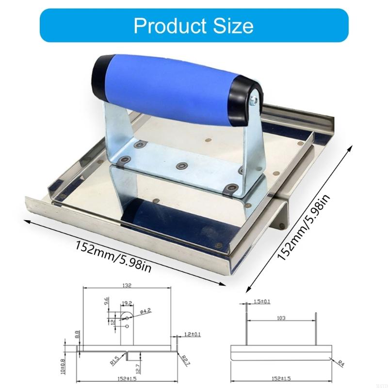 Stainless Steel Concrete Edging Tool With Nonslip Handle Concrete Groover Tool Ergonomic Hand Edger 6x6inch M4YD