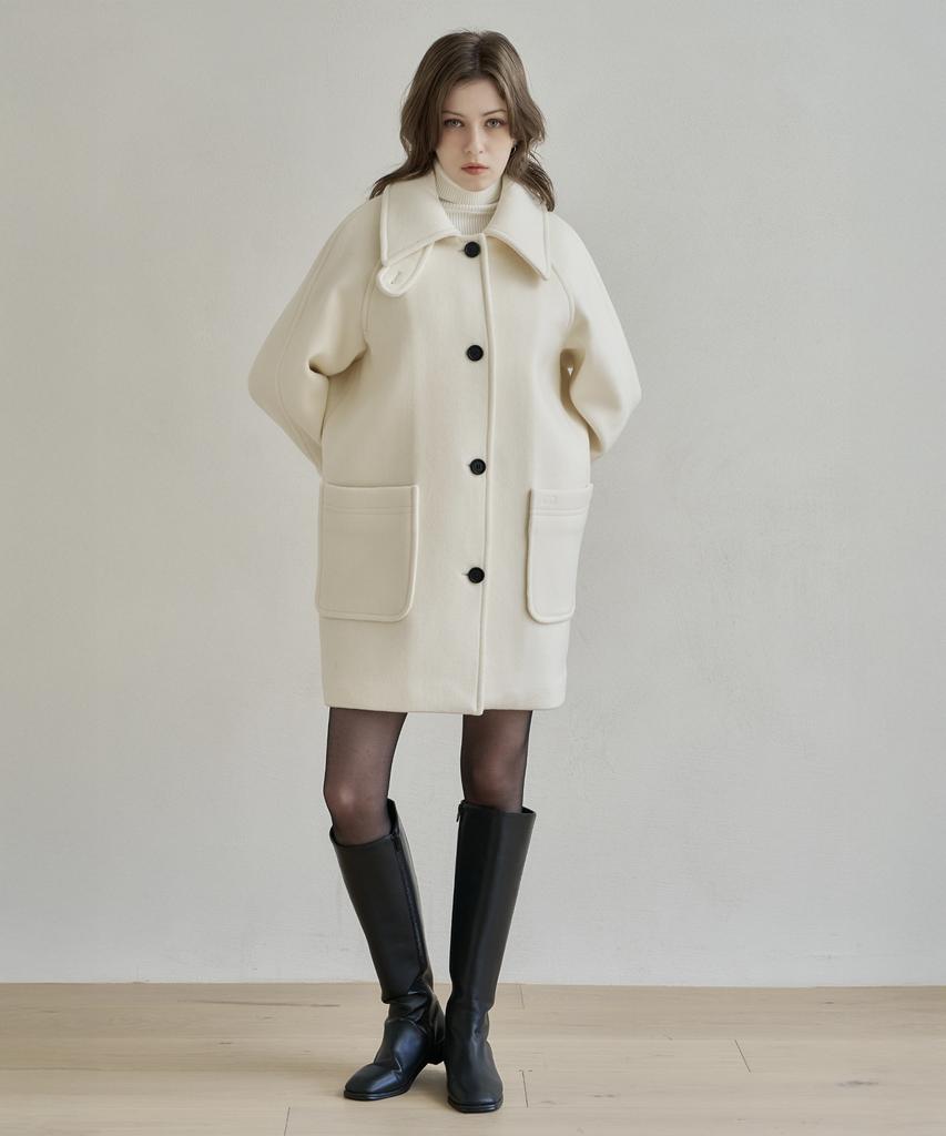 Armoiresecret Ivory Half Wool Coat