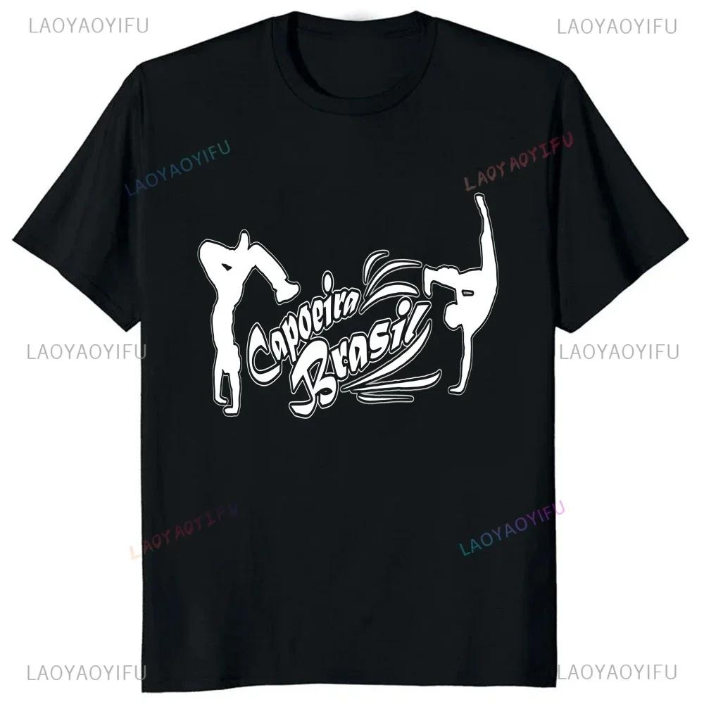 Vintage Brazilian War Dance Print T-shirt Top Capoeira Summer Trend Harajuku Short Sleeved Unisex Shirt Pattern Large T-shirt